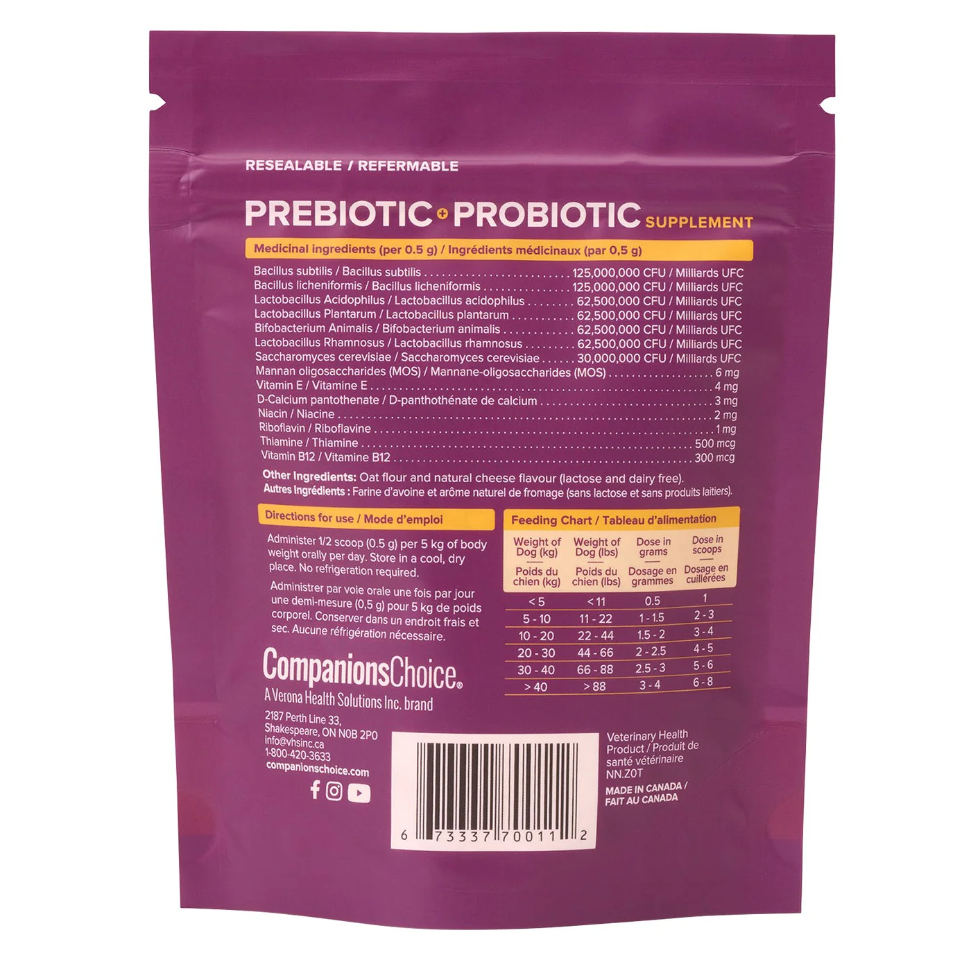Companion's Choice Prebiotic & Probiotic Powder Pet Supplement 125 g - Image 2