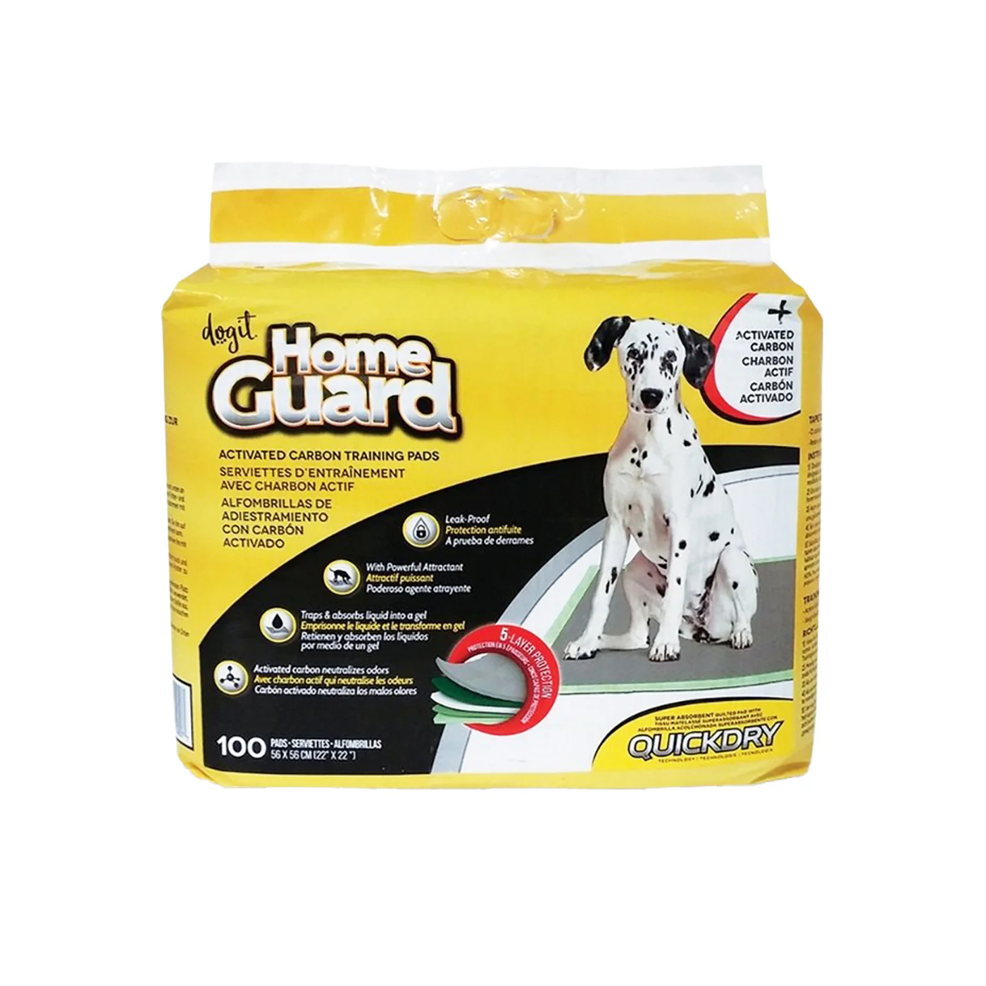 Dogit Home Guard Activated Carbon Training Pads Medium - 100 Pack