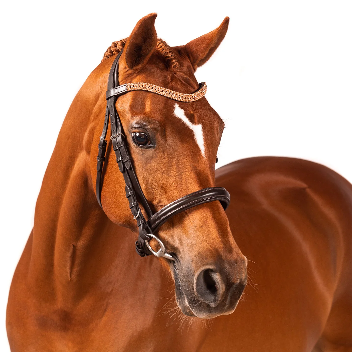 FFE Rose Gold Princess Wave Dressage Snaffle Bridle - Image 12