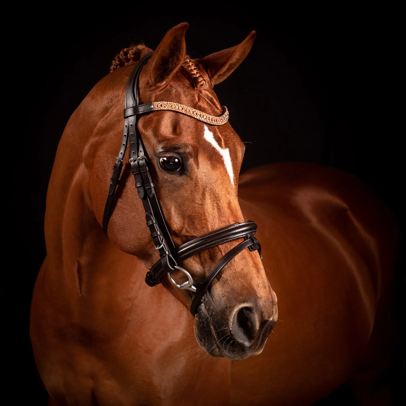 FFE Rose Gold Princess Wave Dressage Snaffle Bridle - Image 13
