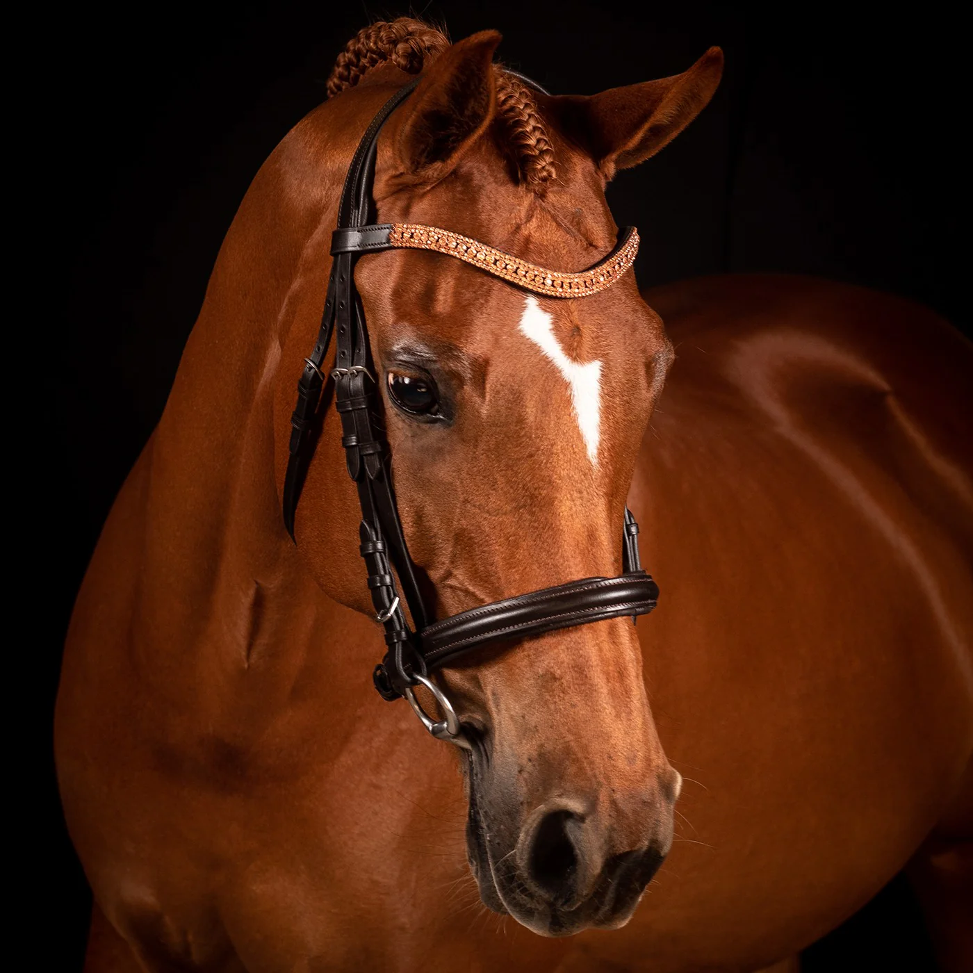 FFE Rose Gold Princess Wave Dressage Snaffle Bridle - Image 14