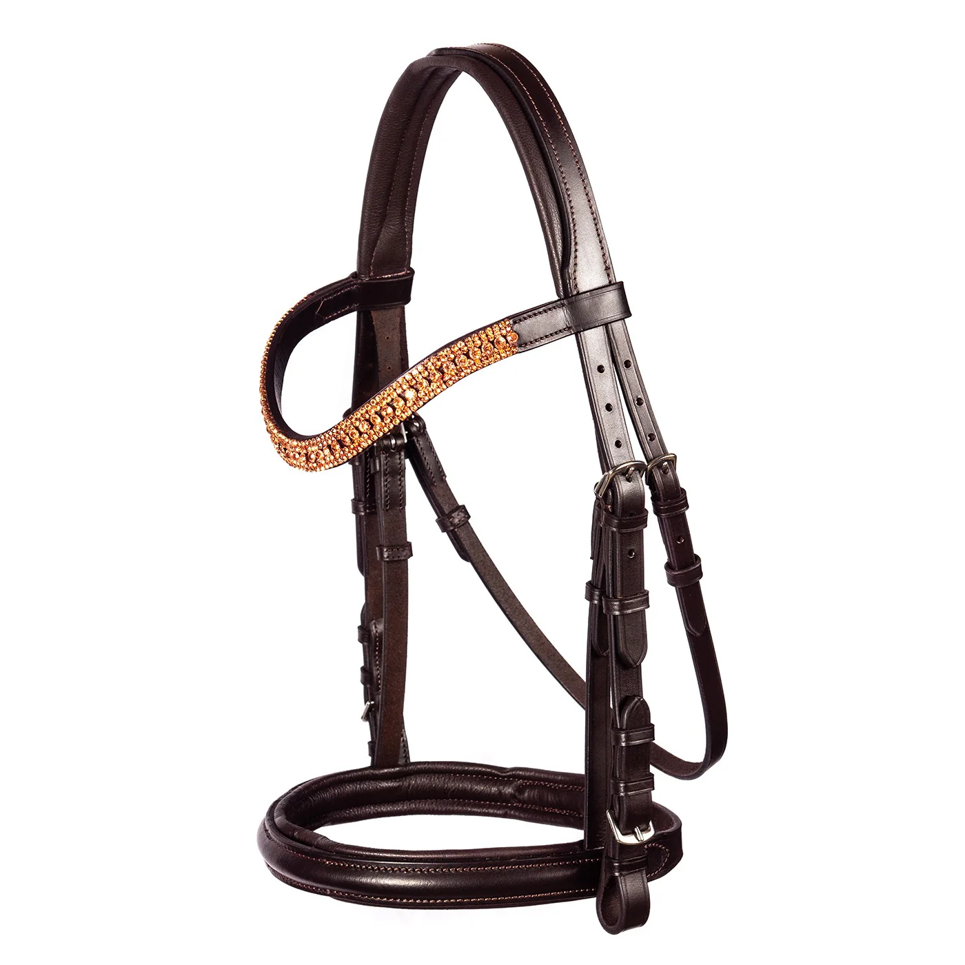 FFE Rose Gold Princess Wave Dressage Snaffle Bridle - Image 5
