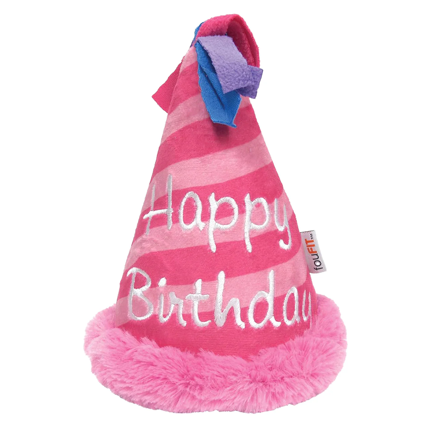 Fou Fou Brands Pink Birthday Hat Crinkle Plush Dog Toy
