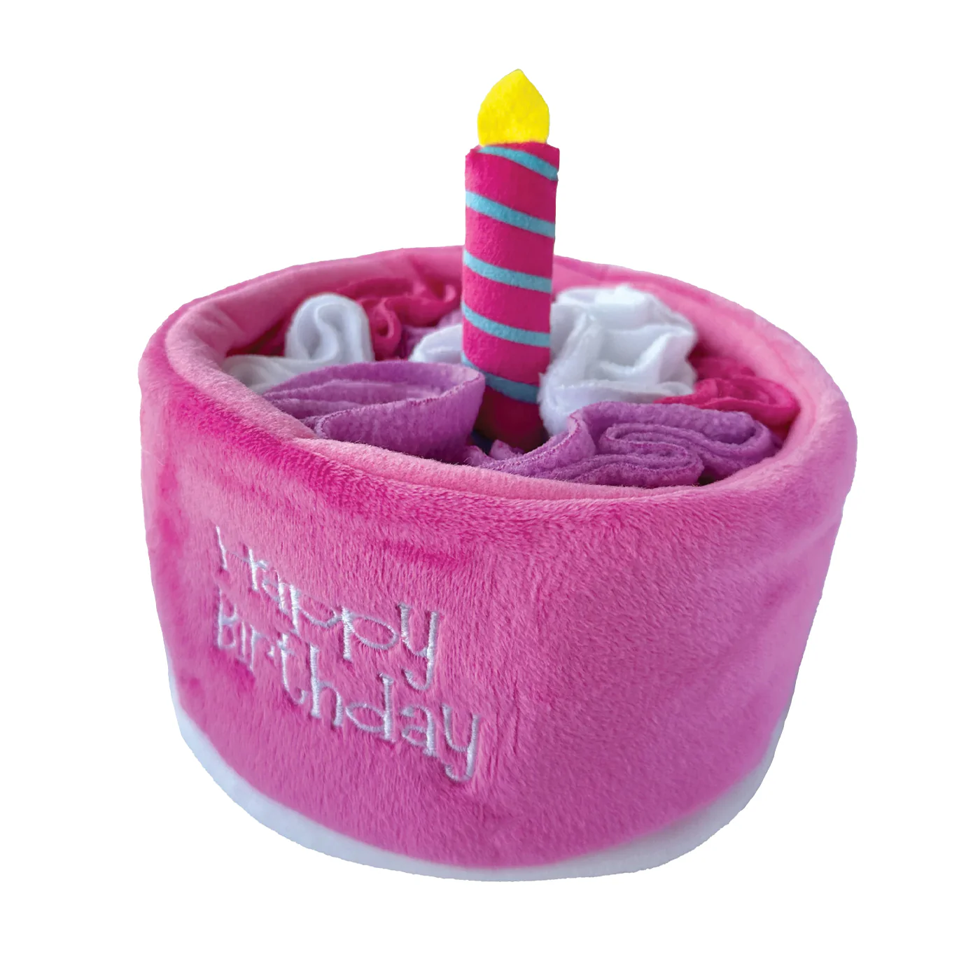 Fou Fou Brands Fou Fit Hide 'N Seek Birthday Cake Snuffle Pink Dog Toy 13 cm