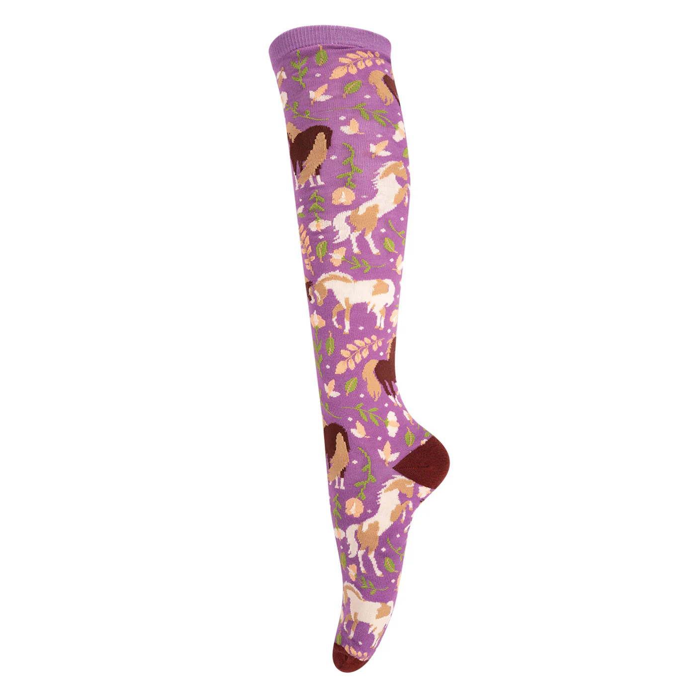 Four White Socks Spring Ponies Knee High Socks