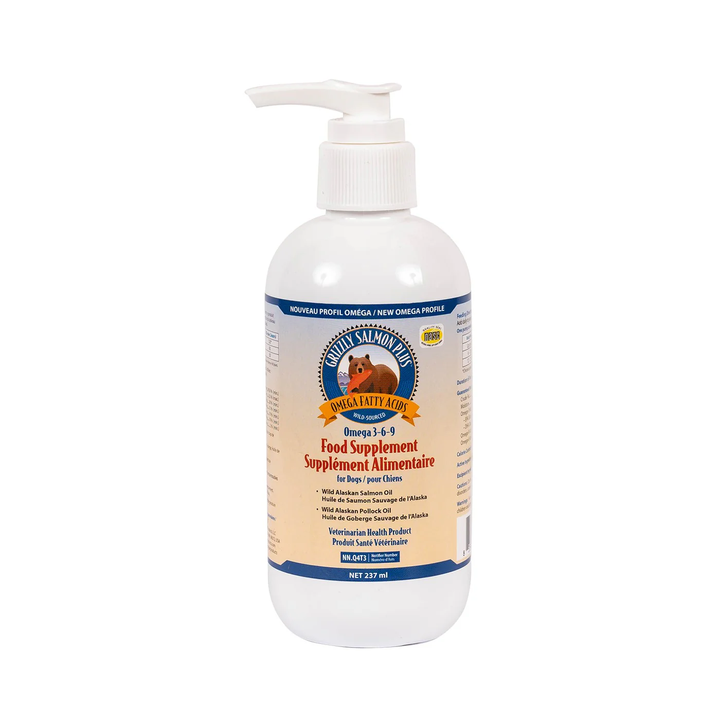 Grizzly Salmon Plus Pump Bottle Pet Supplement 237 mL
