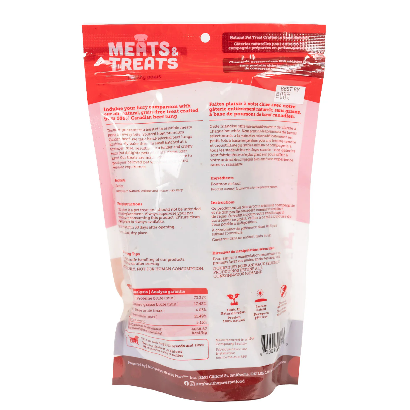 Healthy Paws Meats & Treats Dehydrated Beef Lung 120 g - Image 2