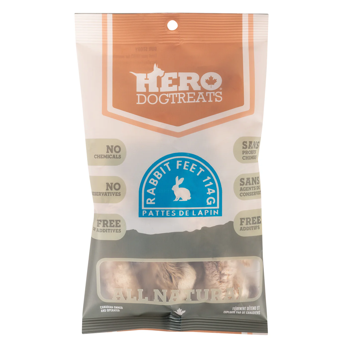 Hero Dog Treats Dehydrated Rabbit Feet 114 g