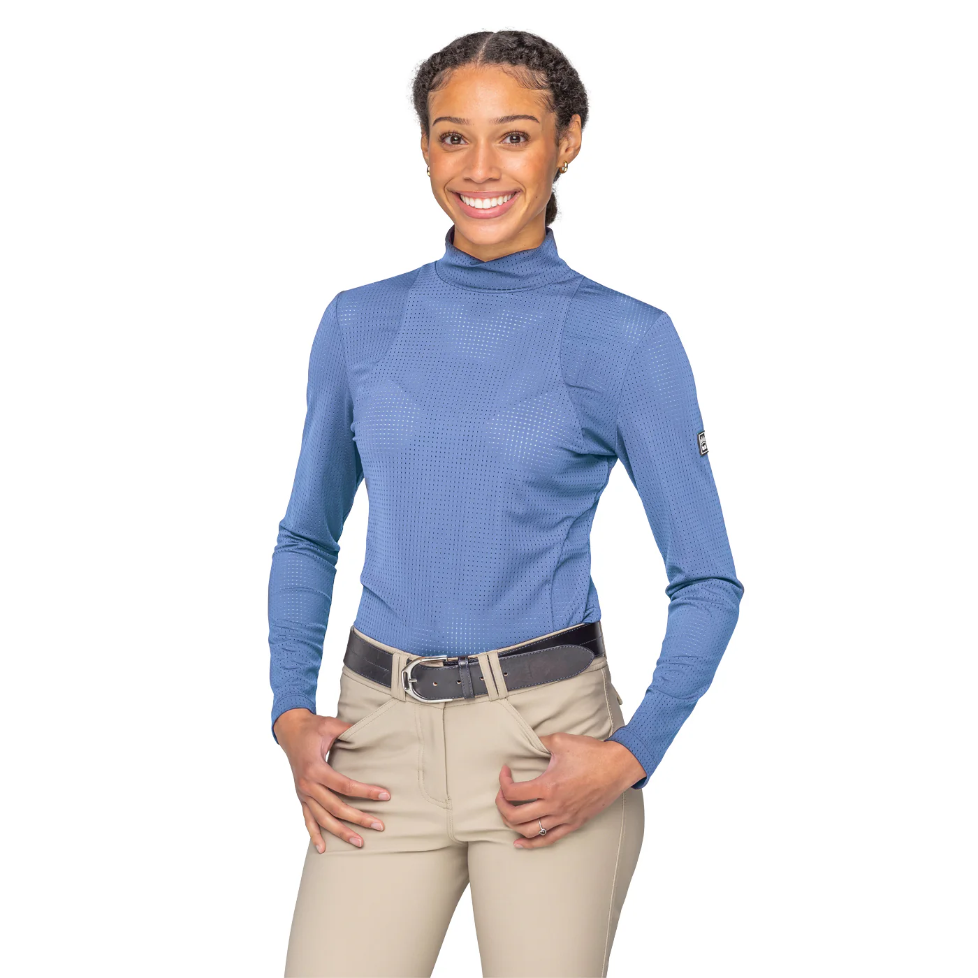 Kastel Denmark Perforated Mock Neck Top
