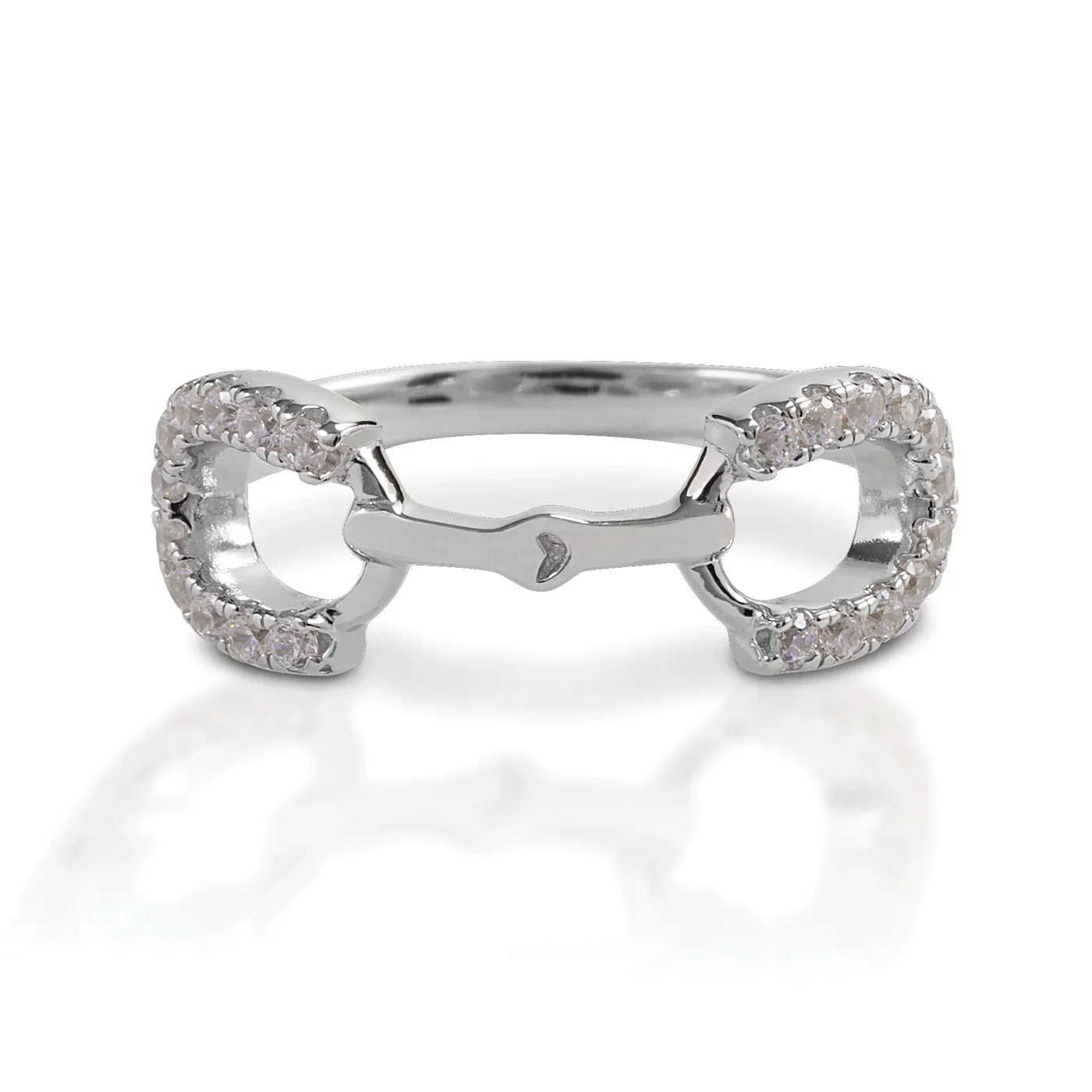Kelly Herd Clear Stones Horseshoe Bit Ring