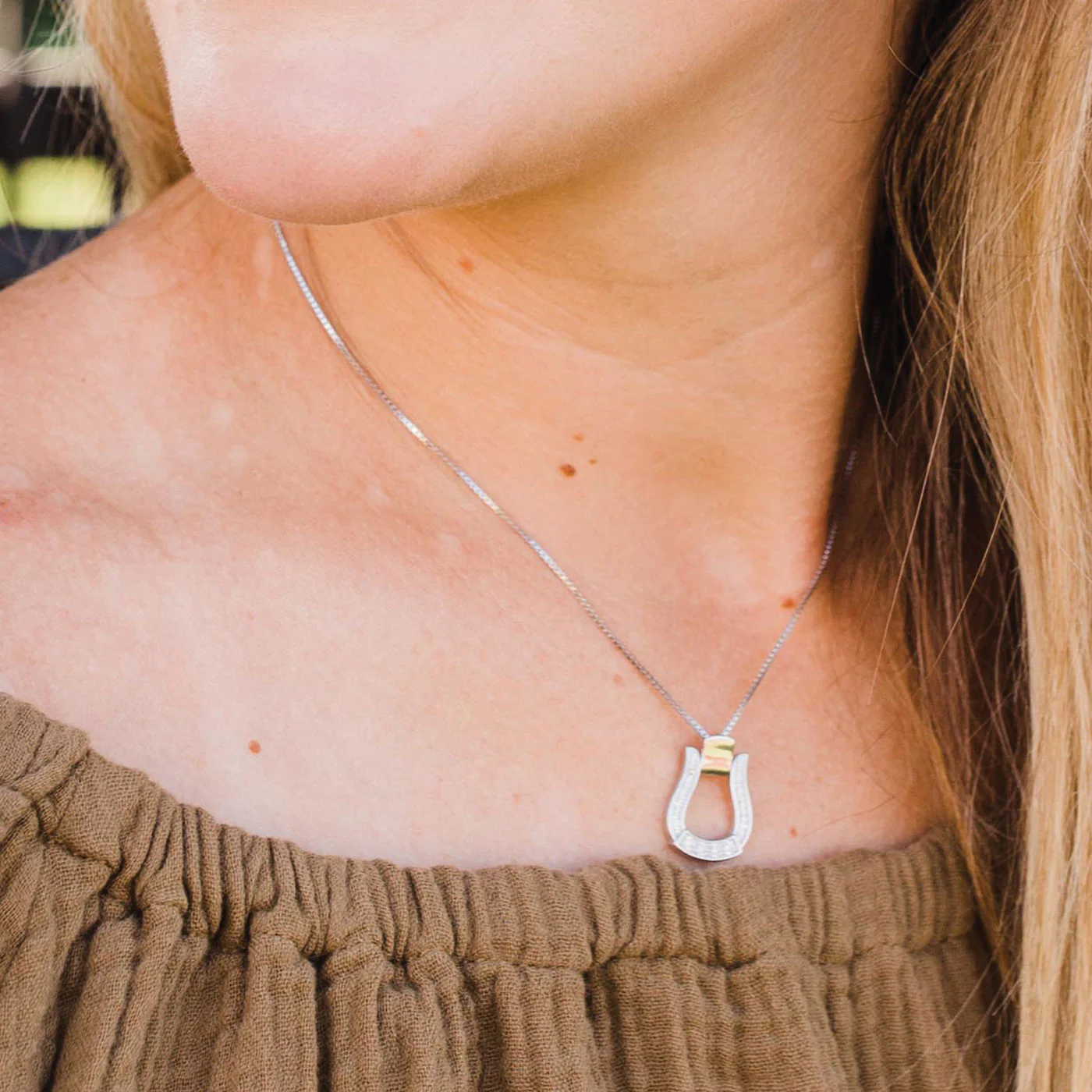 Kelly Herd Small Stone Base Oxbow Stirrup Necklace - Image 2