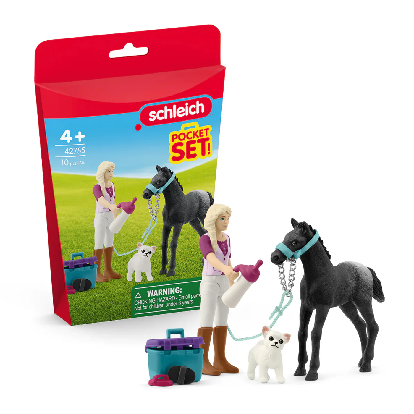 Schleich Horse Club Pocket Set Horse Grooming W/ Appaloosa Foal