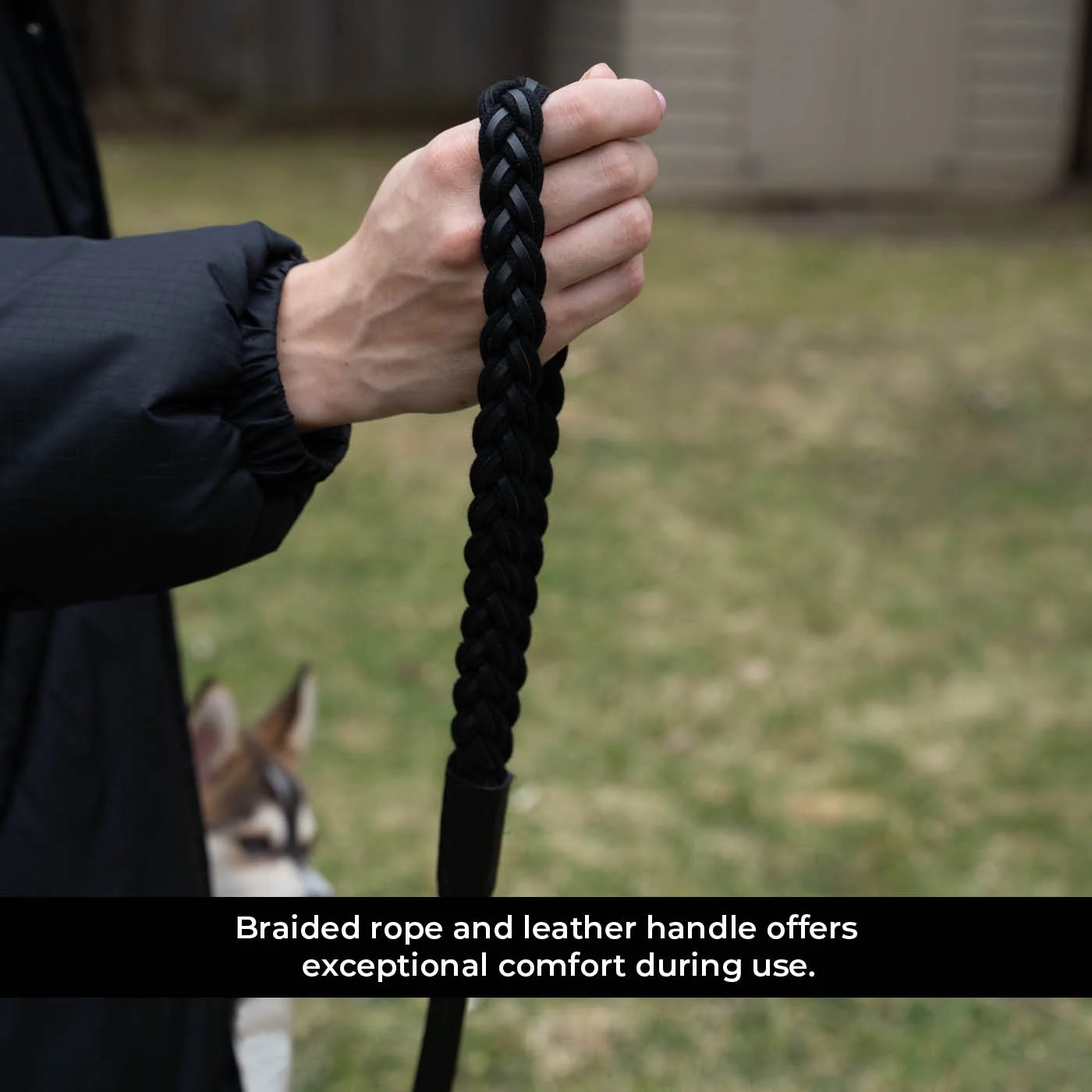 Shedrow K9 Rideau Braided Rope & Leather Leash - Image 3
