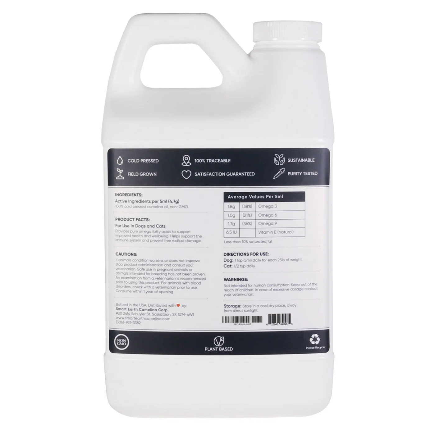 Smart Earth Camelina Oil Dog Supplement 1.9 L - Image 2