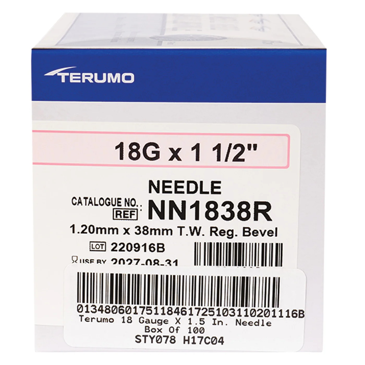 Terumo 18 Gauge x 3.8 cm Needle - Box of 100 - Image 2